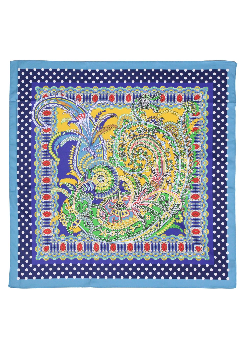 Paisley Scarf in Navy, Yellow, and Green