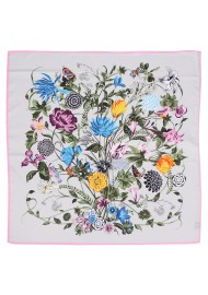 Bouquet Print Floral Scarf on Pool Blue