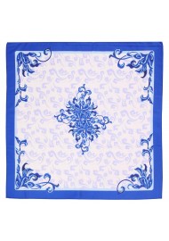 Paisley Art Scarf in Blue and White