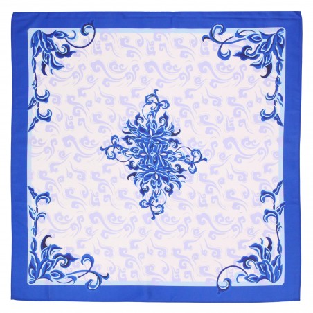 Paisley Art Scarf in Blue and White