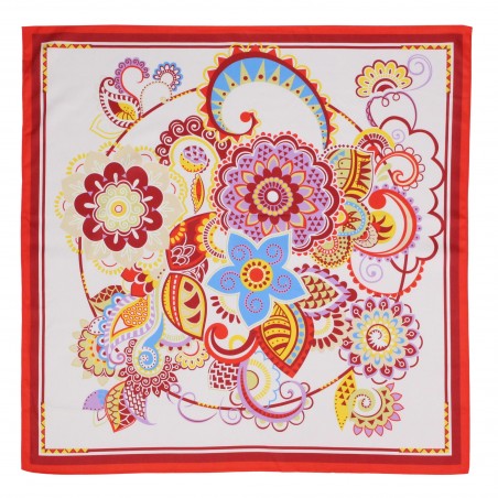 Red, Cream, and Yellow Floral Summer Scarf