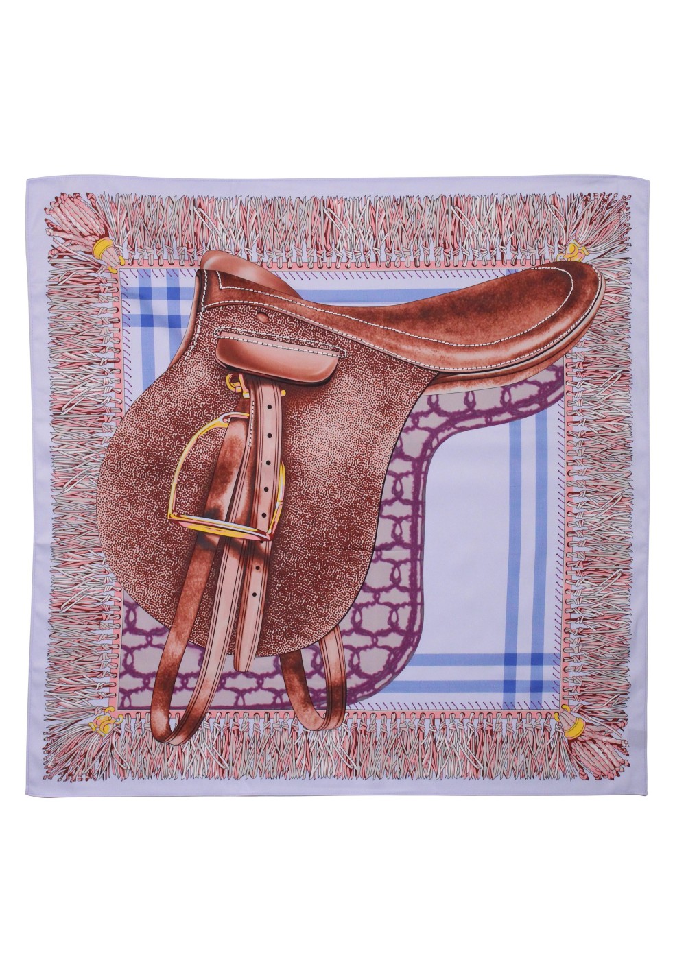 English Riding Saddle Scarf in Lavender and Brown