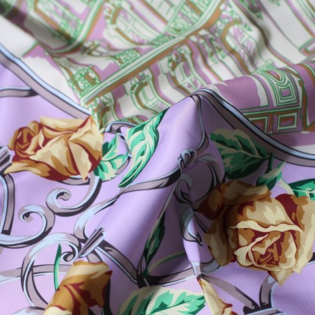 Parisian Floral Print Scarf in Pastel Pink Close Up