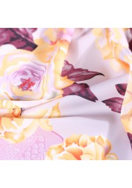 Pastel Pink Summer Scarf with Rose Print Close Up