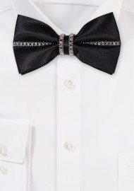 Black Butterfly Bow Tie with Diamonds