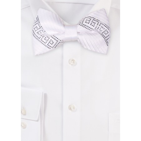 White Bow Tie with Golden Sparkle Design