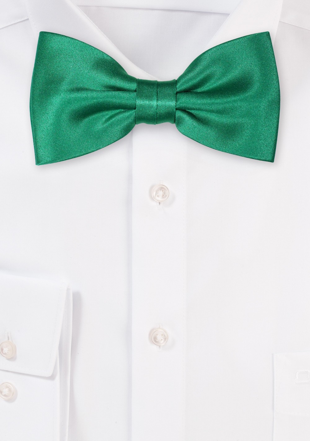 New formal men's pre tied Bow tie & Pocket Square Hankie solid emerald green 