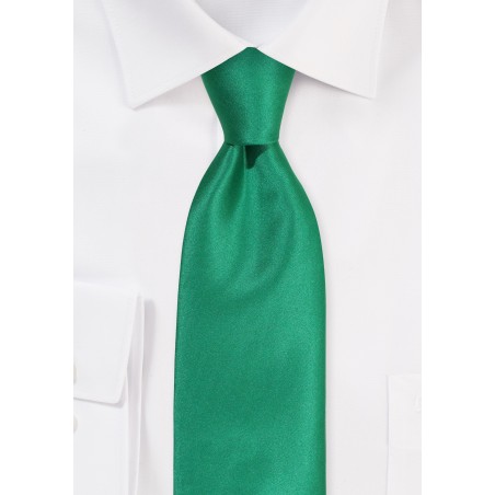 Extra Long Satin Tie in Emerald Green
