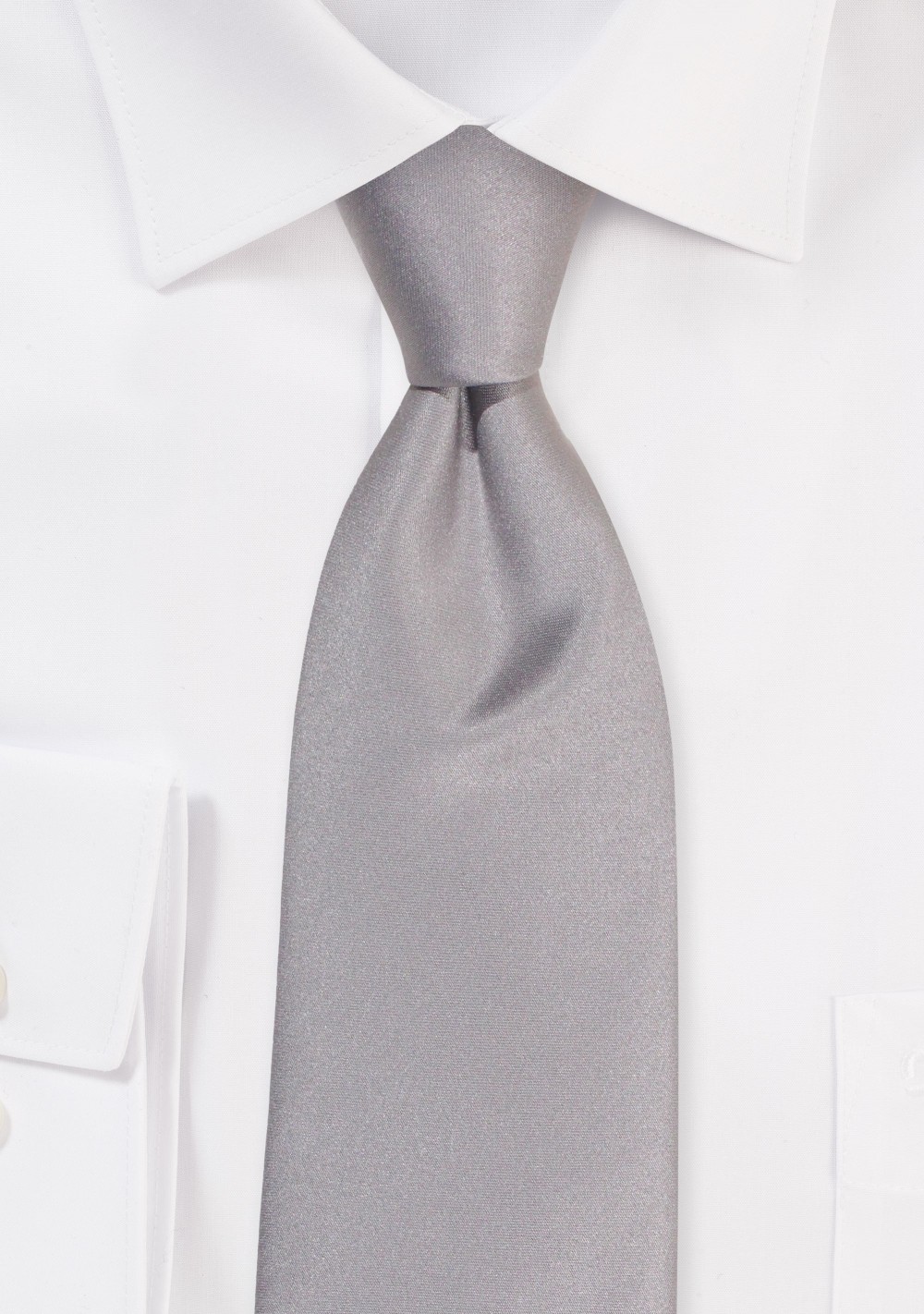 Extra Long Length Satin Tie in Sterling