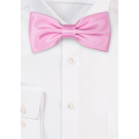 Shiny Pink Satin Bow Tie