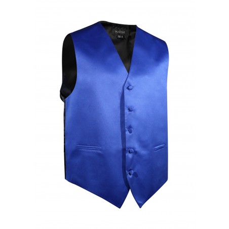 Formal Satin Fabric Dress Vest in Morning Glory Blue