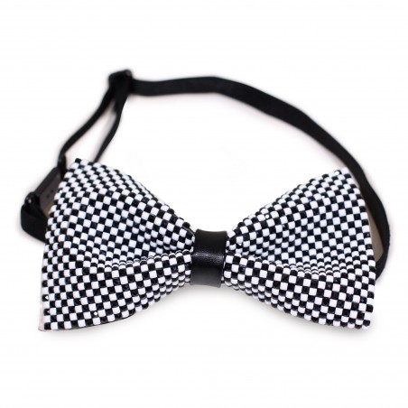 Checkered Vinyl Bow Tie in Black and White