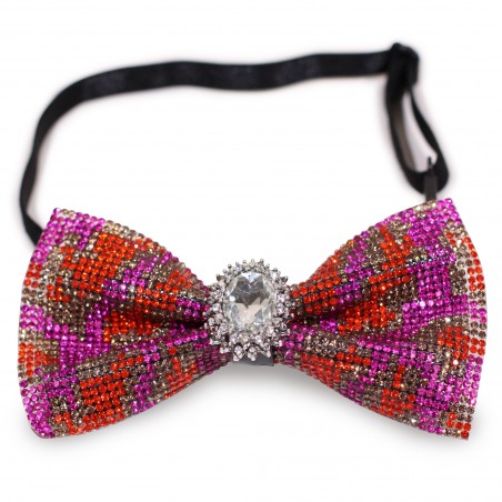 Bold Chrystal Bow Tie in Pinks, Reds, and Purple
