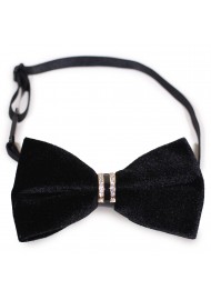 Luxe Black Bow Tie with Golden Diamond Band