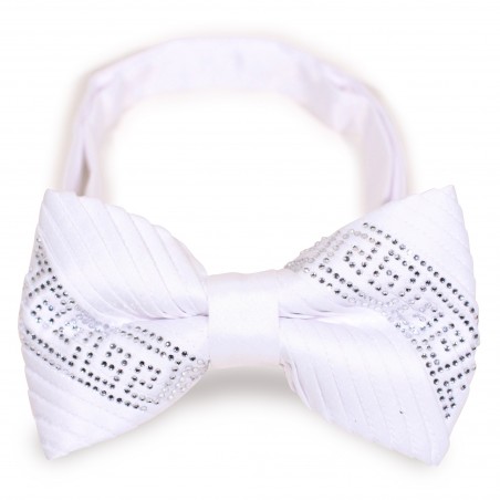 White Bow Tie with Golden Sparkle Design