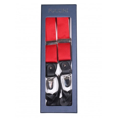 Cherry Red Satin Dress Suspenders in Box