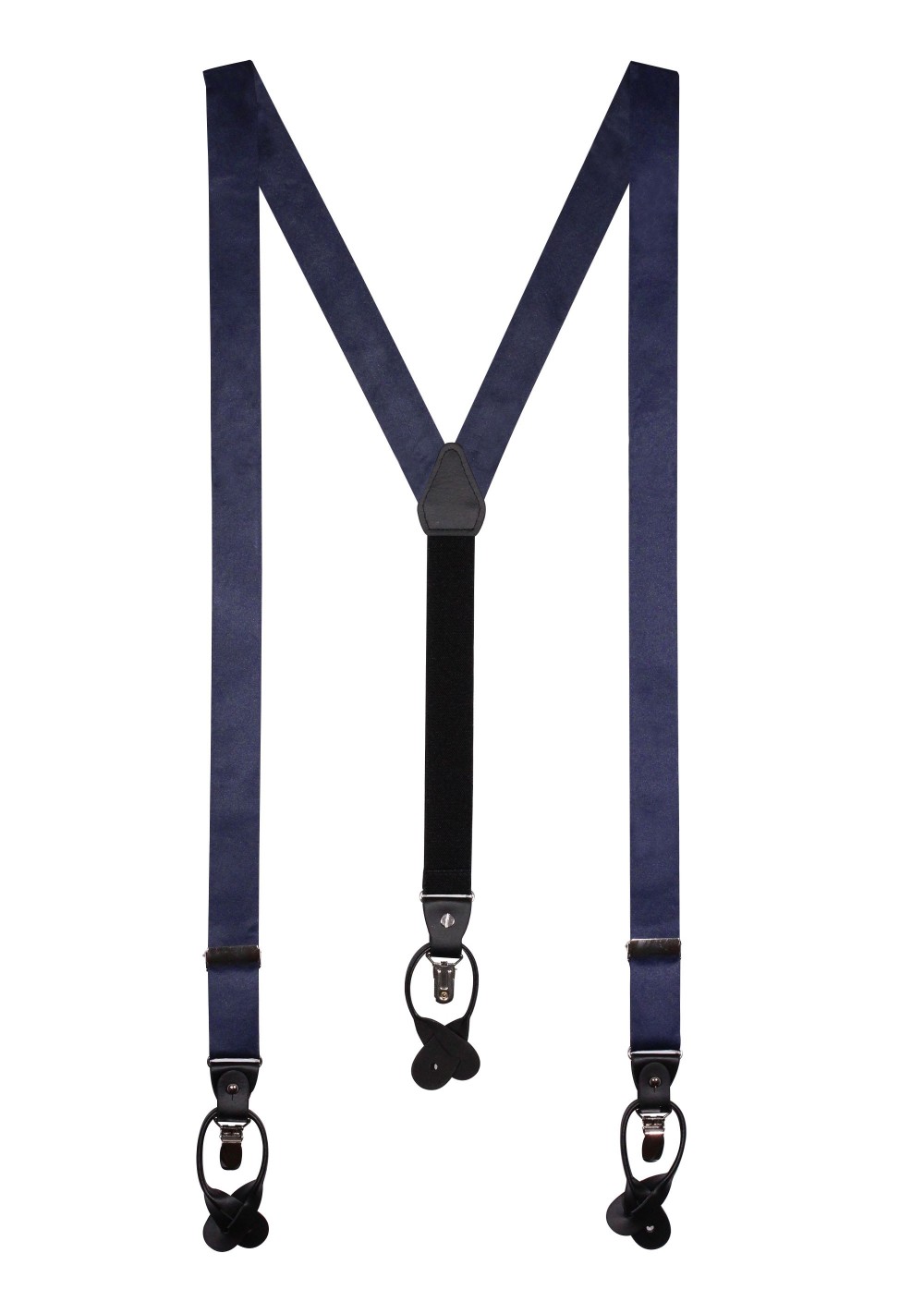 Navy Blue Satin Suspenders