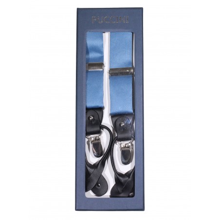 Steel Blue Satin Suspenders for Men in Box