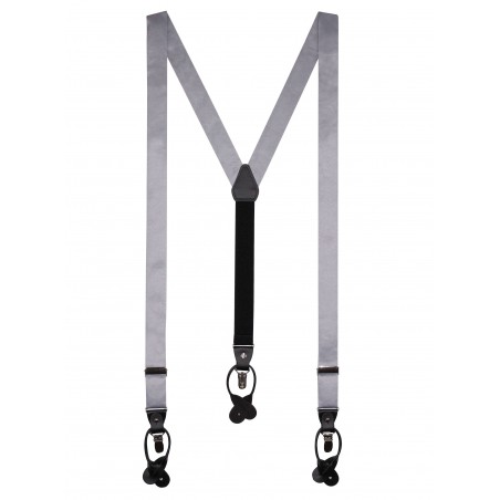 Silver Satin Suspenders for Men
