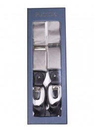 Silver Satin Suspenders for Men in Box