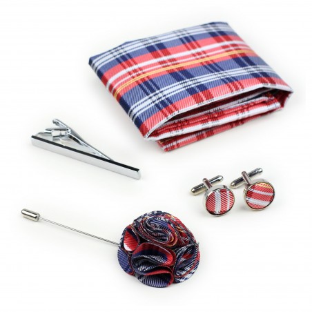 Red and Blue Plaid Groomsmen Accessories