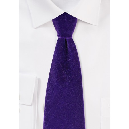 Luxe Velvet Necktie in Dark Purple