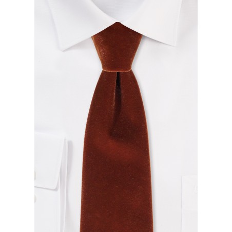 Luxe Velvet Necktie in Mocha Brown