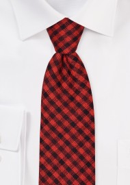 Punk Rock Check Skinny Tie in Red and Black