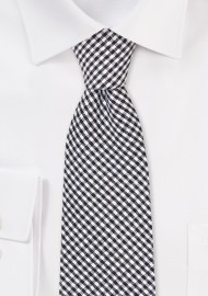 Micro Gingam Check Tie in Black and White