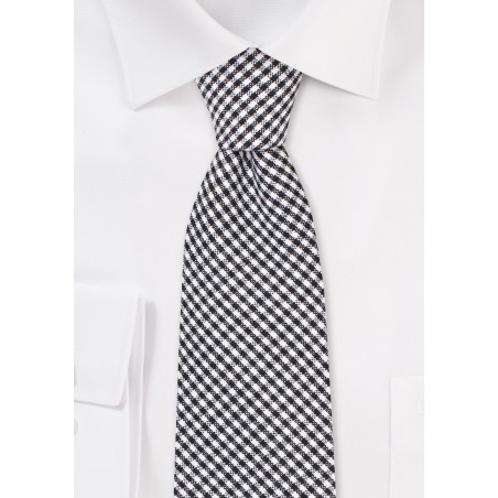 Micro Gingam Check Tie in Black and White