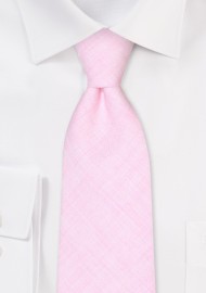 Linen Texture Mens Tie in Petal Pink