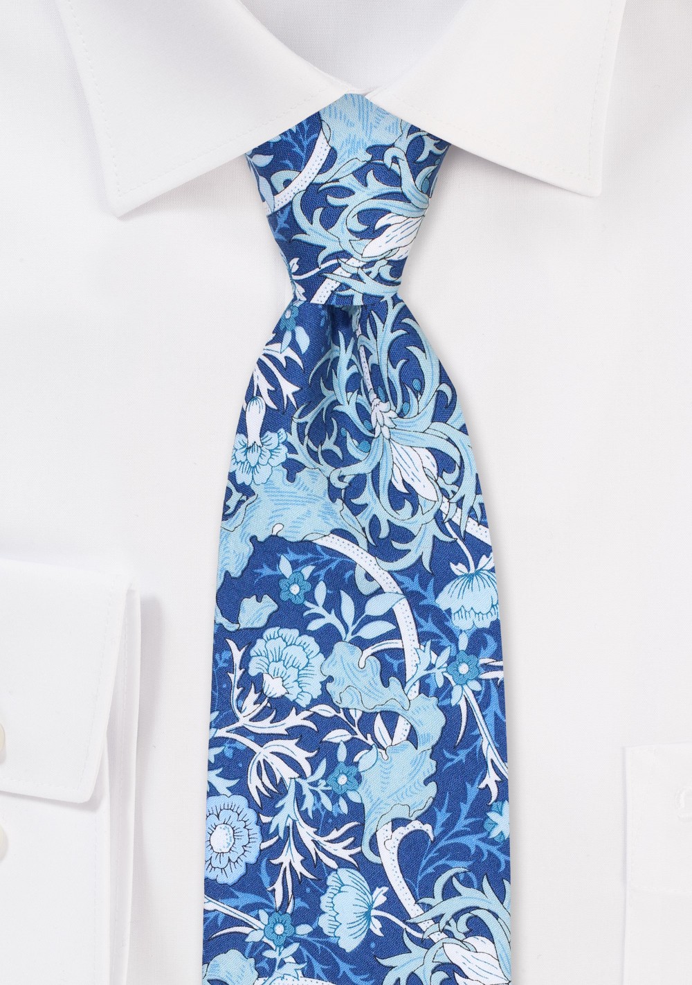 Wild Floral Print Cotton Tie in Blue