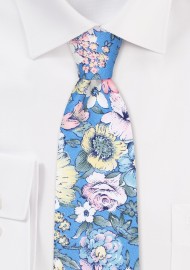 Vintage Floral Print Cotton Necktie