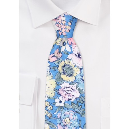 Vintage Floral Print Cotton Necktie