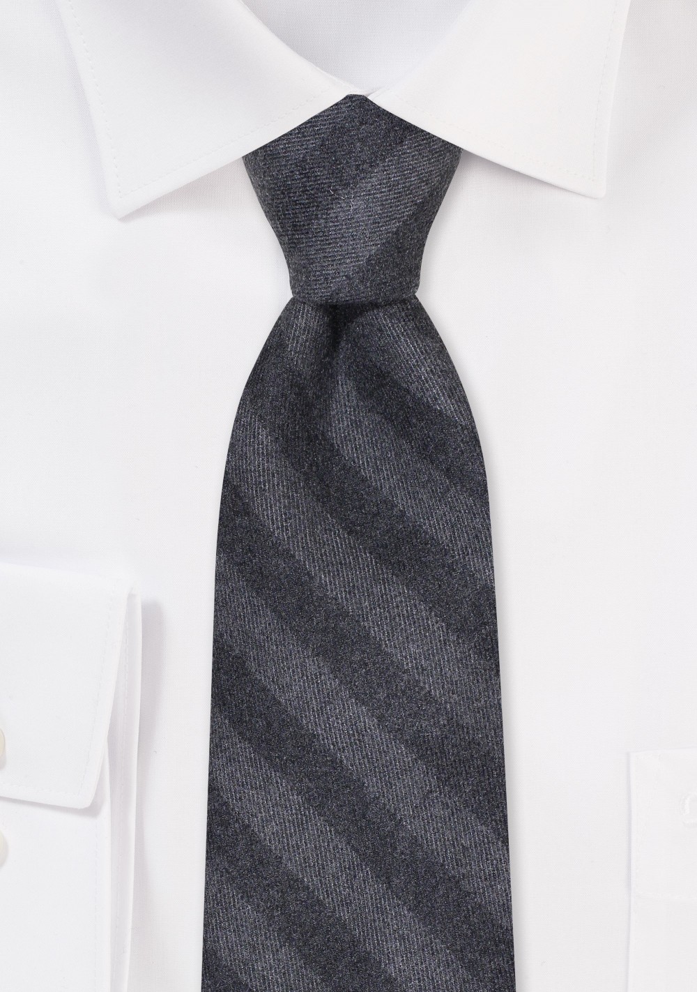 Cotton Striped Mens Tie in Dress Gray