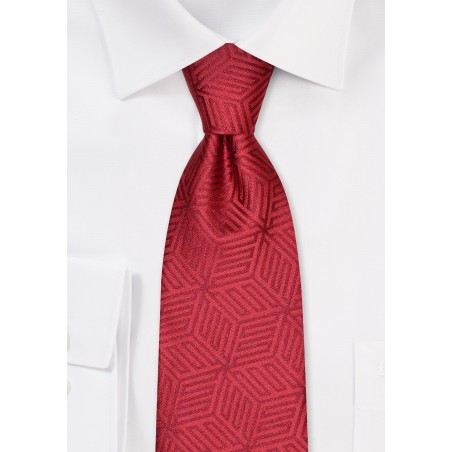 Geometric Designer Tie in Crimson