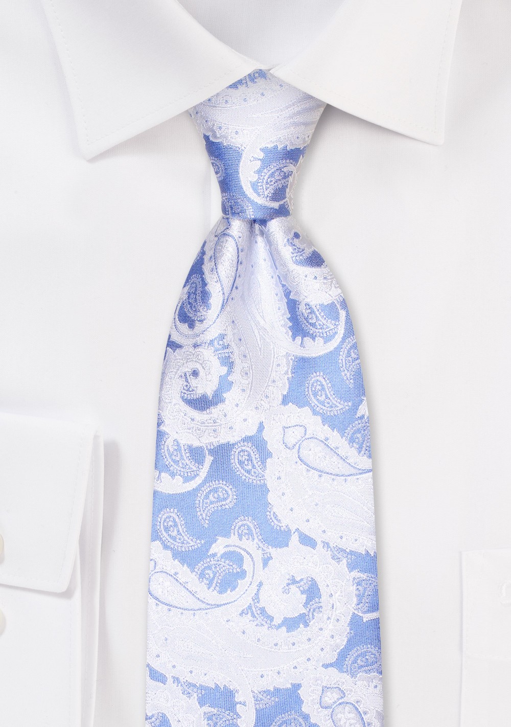 Sky Blue and White Paisley Necktie