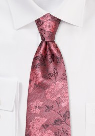 Retro Floral Tie in Faded Red