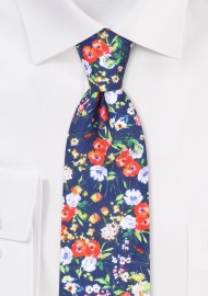 Cotton Floral Summer Tie in Slim Cut