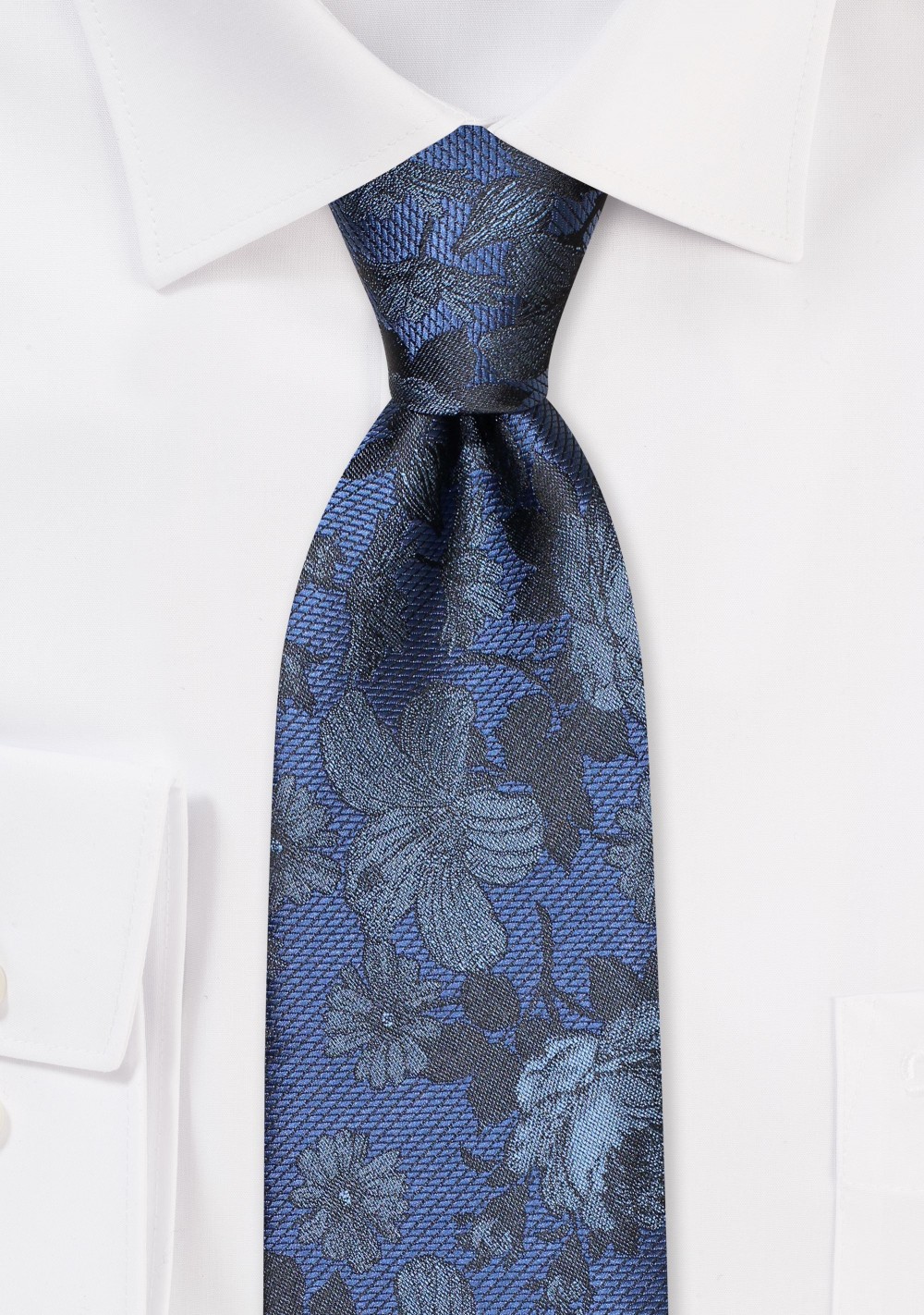 Steel Blue Floral Skinny Tie