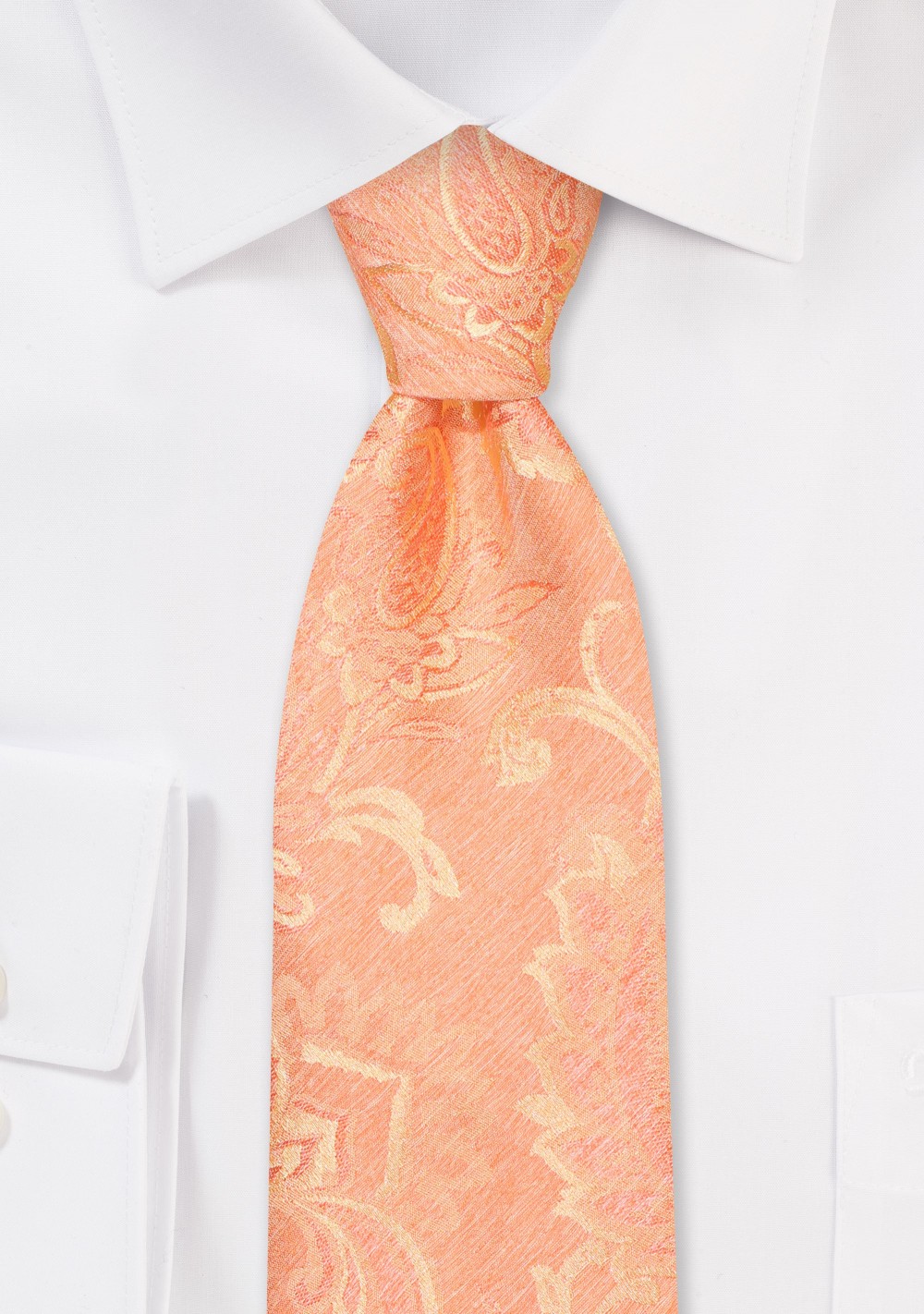 Woolen Paisley Skinny Tie in Tangerine