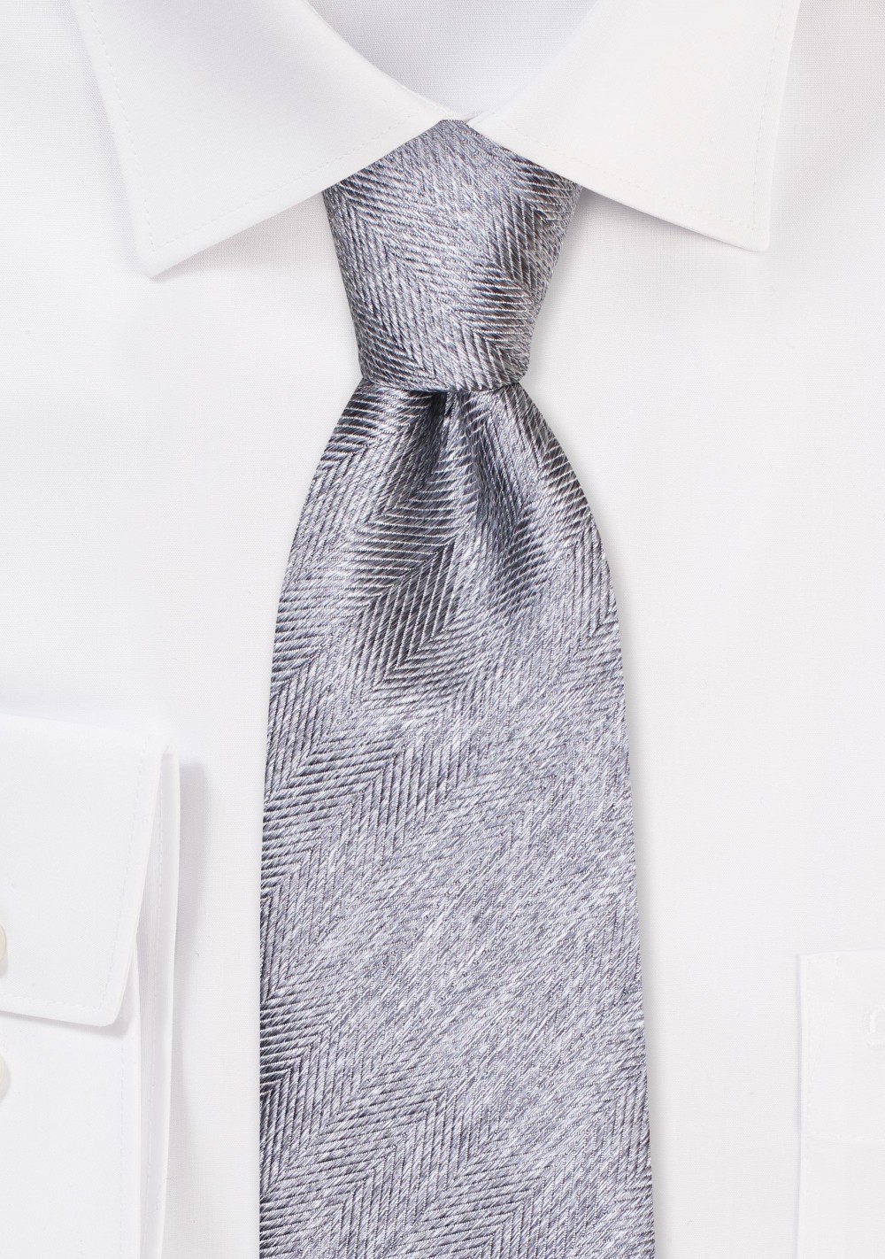 Textured Herringbone Tie in Dophin Grey