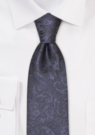 Autumn Woolen Paisley Tie in Graphite Grey