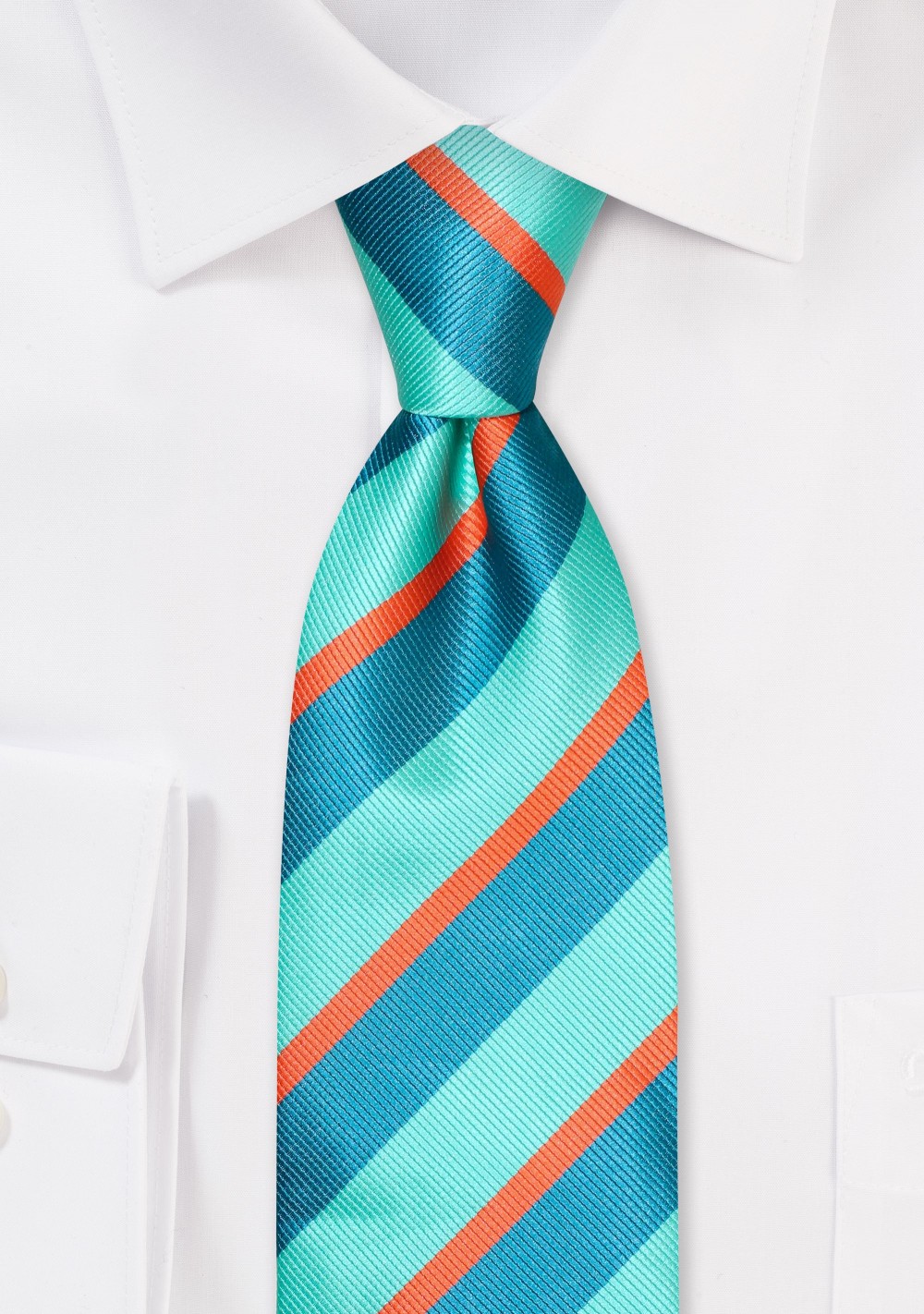 Preppy Striped Tie in Teal and Turquoise