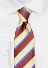 Prep Striped Tie in Golden Yellow and Brown