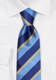 Blue and Gold Repp Striped Tie
