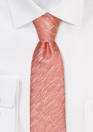 Sundial Orange Linen Textured Skinny Tie