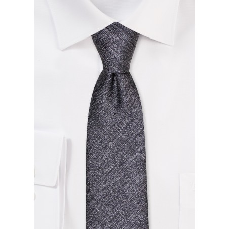 Graphite Linen Skinny Tie