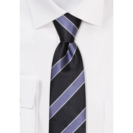 Classic Striped Skinny Tie in Black, Silver, Gray