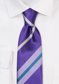Slim Cut Striped Tie Lilac and Purple